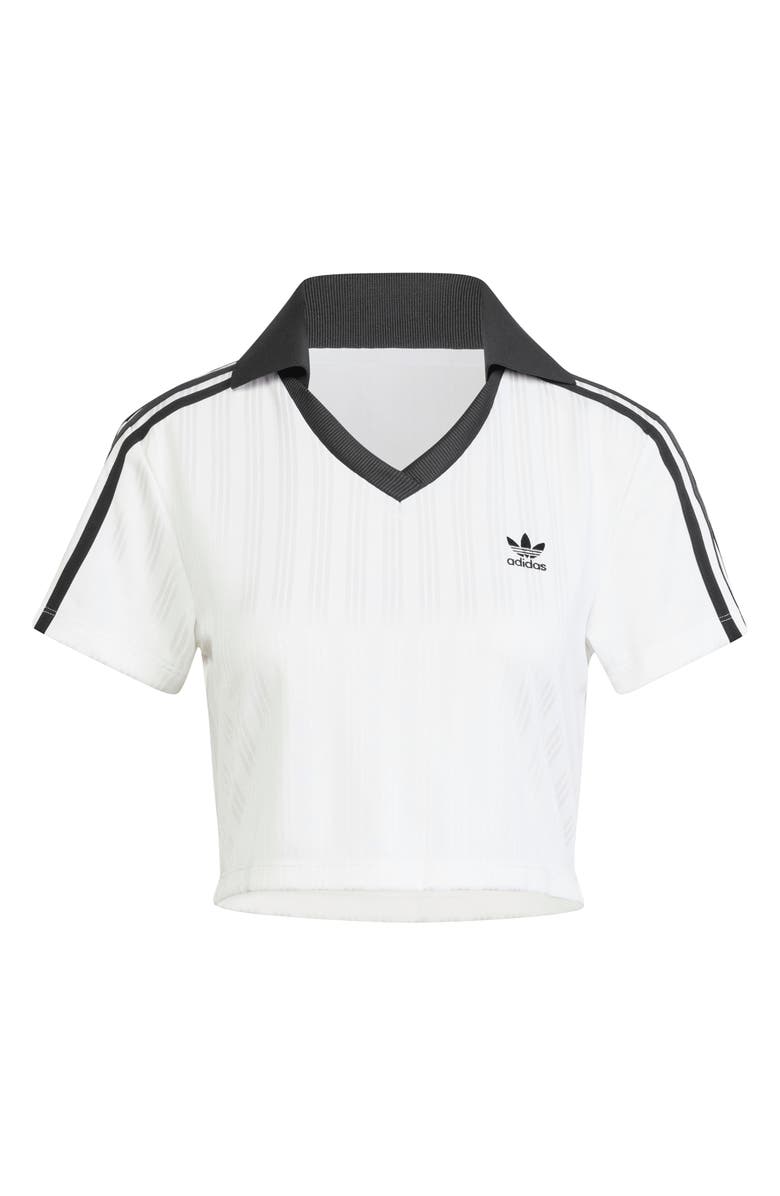 adidas Originals Adicolor Jacquard Crop Soccer Polo, Alternate, color, White