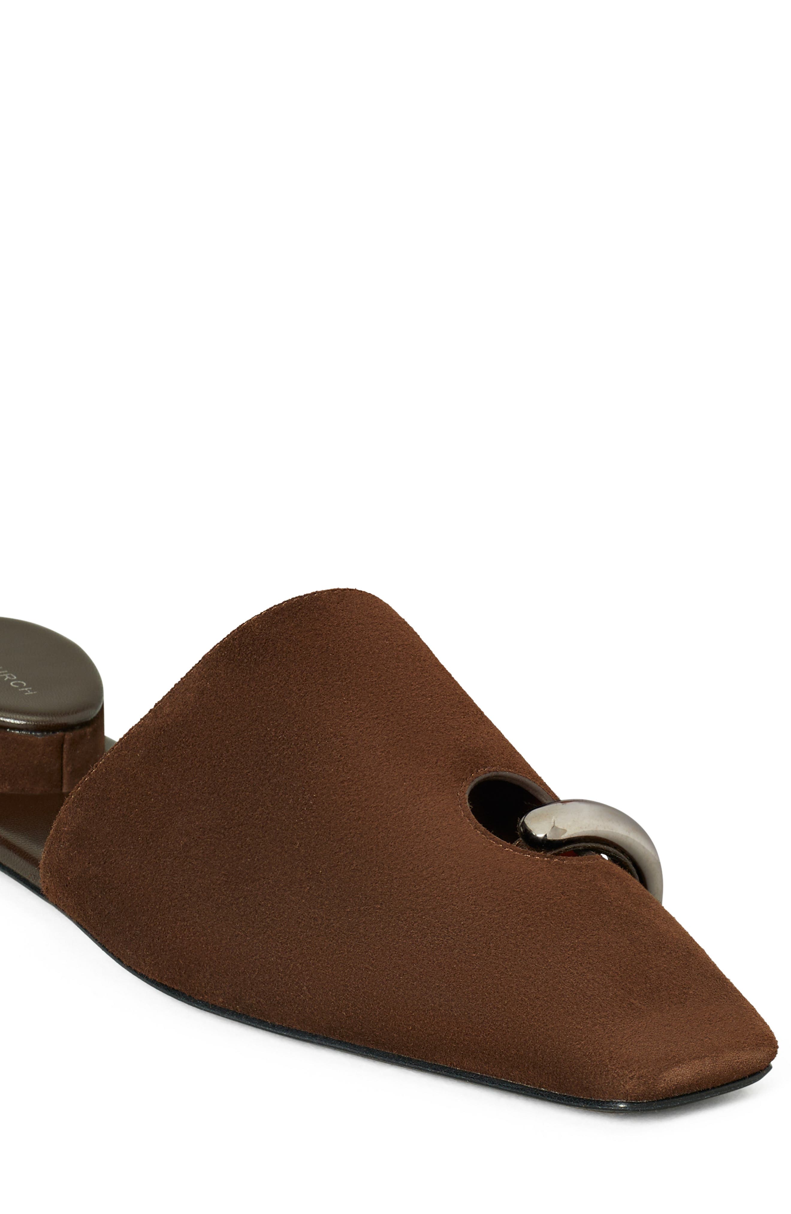 Pierced Mule, Alternate, color, DARK COCOA / SILVER