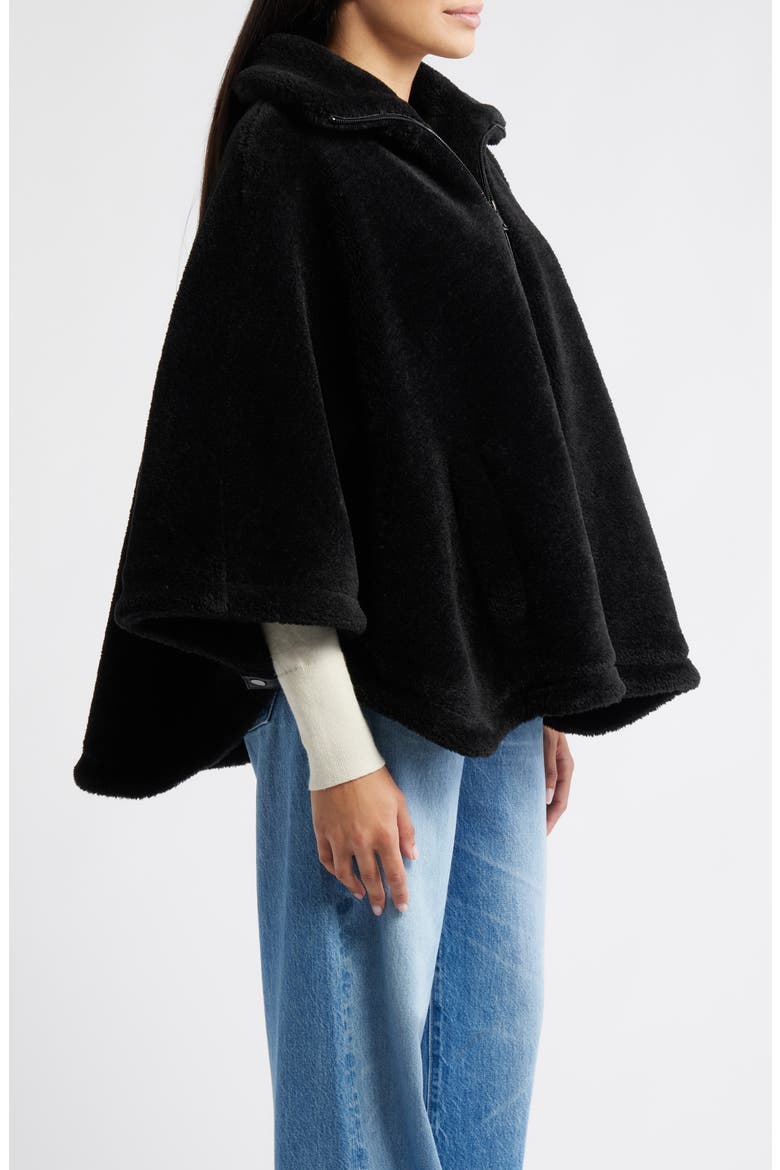 Calder Faux Fur Poncho Jacket, Alternate, color, BLACK