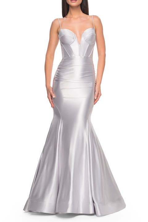 Satin Mermaid Prom Gown with Corset Top