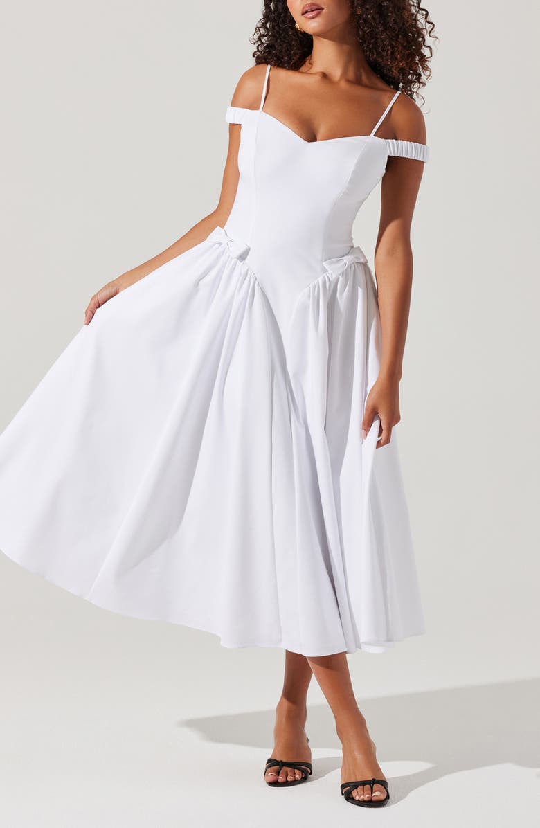 ASTR the Label Elvinia Cold Shoulder Midi Dress, Alternate, color, White