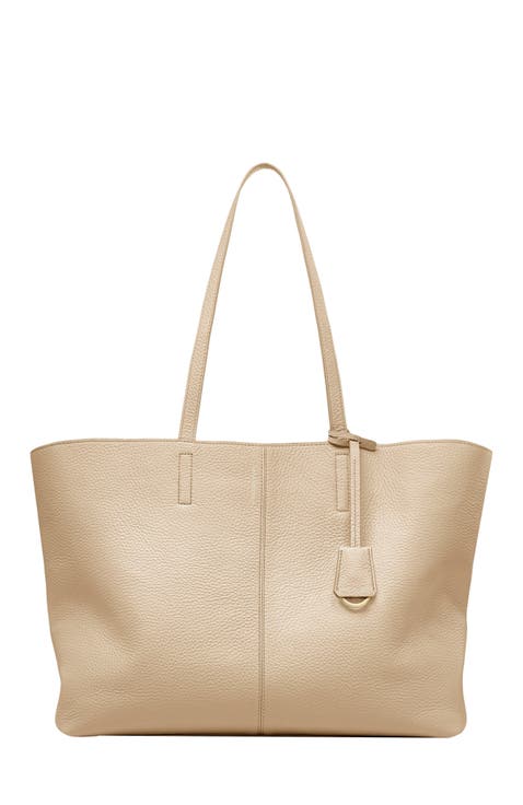 Large Leather Zipped Soft Tote