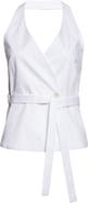 Eleventy Belted Stretch Cotton & Lyocell Halter Top