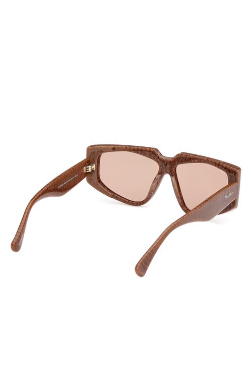 Max Mara 58mm Geometric Sunglasses In Brown Chevron/light Brown