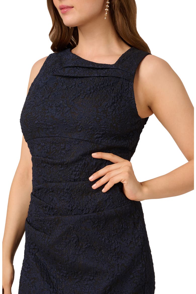 Metallic Asymmetric Jacquard Sheath Dress, Alternate, color, BLUE/ BLACK