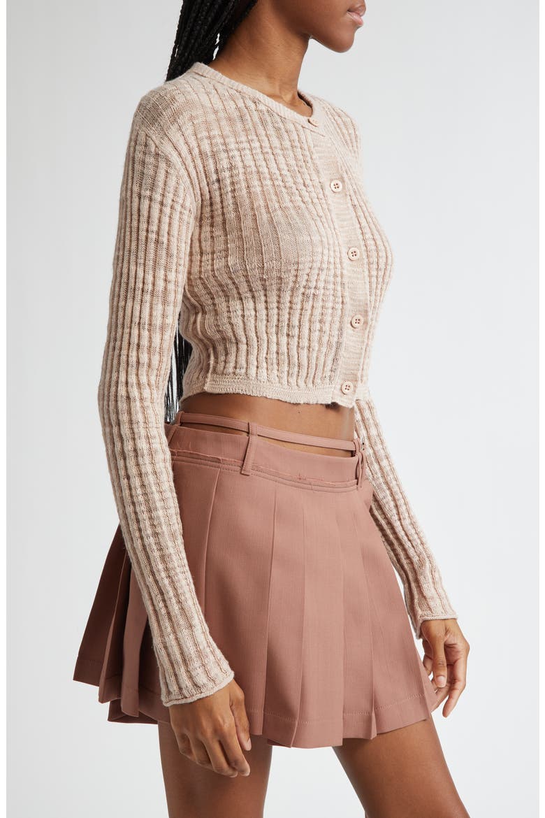 Kiko Rib Linen Blend Cardigan, Alternate, color, DUSTY PINK