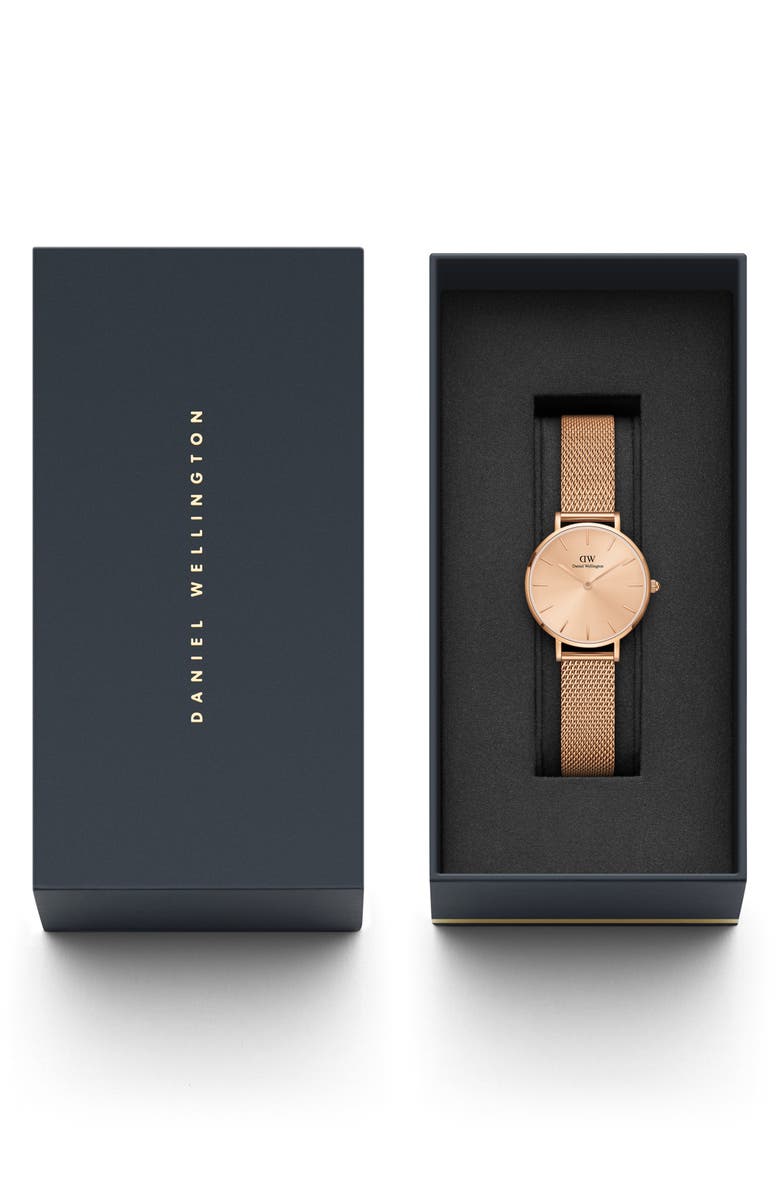 Daniel Wellington Petite Melrose Mesh Watch, 28mm, Alternate, color, Rose Gold Unitone