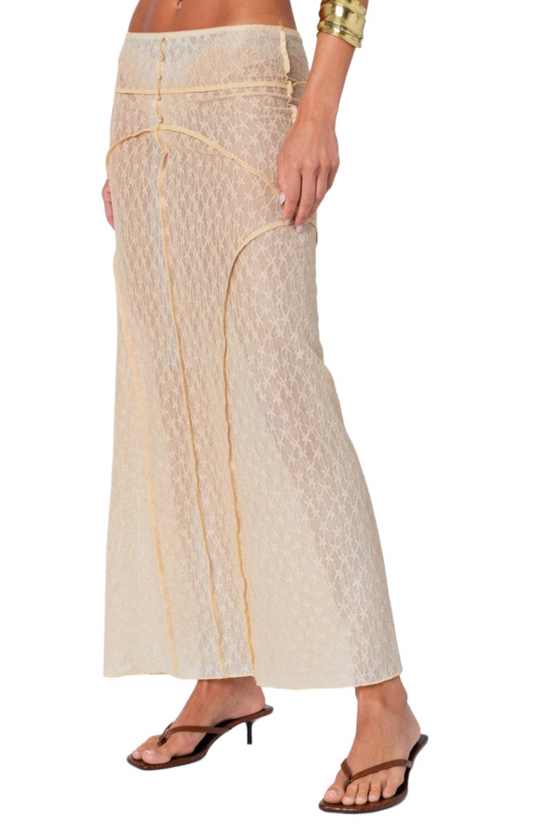 EDIKTED Inside Out Sheer Maxi Skirt, Alternate, color, Beige
