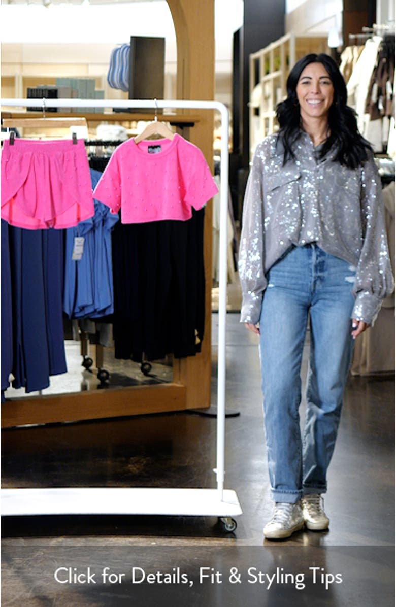 Kids' Faux Pearl Cover-Up Crop Top & Shorts Set, sales video thumbnail