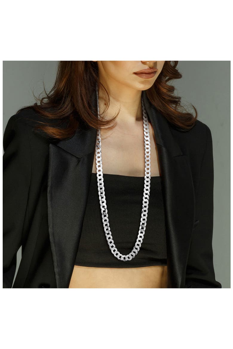 Sterling Silver Bevel Curb Chain Necklace, Alternate, color, SILVER