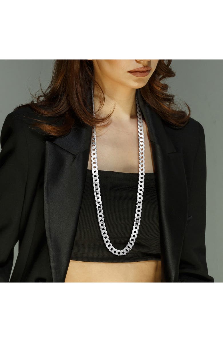 DELMAR Sterling Silver Bevel Curb Chain Necklace, Alternate, color, Silver