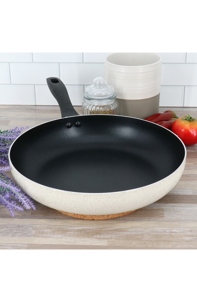 OSTER Clairborne 12 Inch Round Nonstick Aluminum Frying Pan, Alternate, color, White