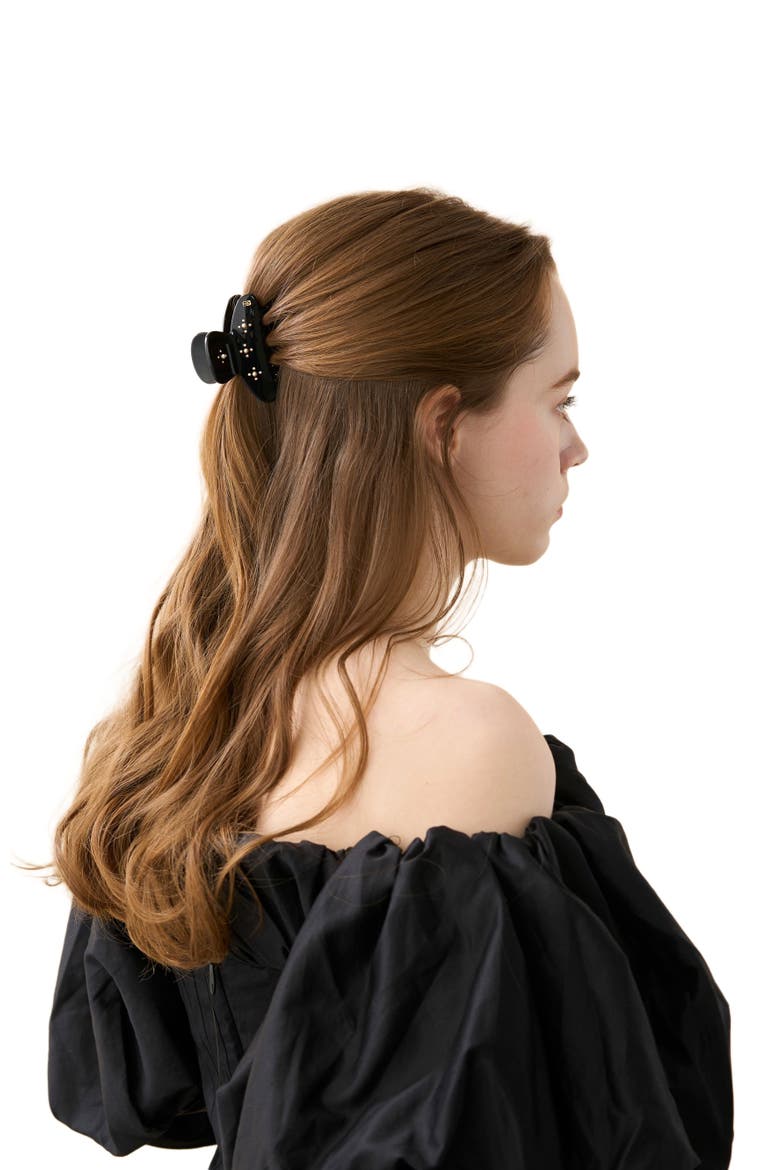En Pamoison Strass Acetate and Pearls Hair Claw Clip, Alternate, color, Black