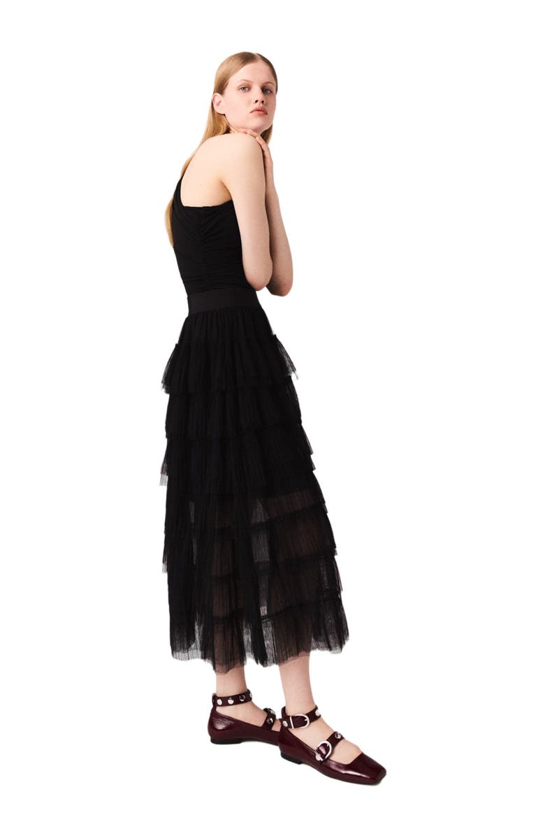 maje Asymmetric bodysuit, Alternate, color, Black