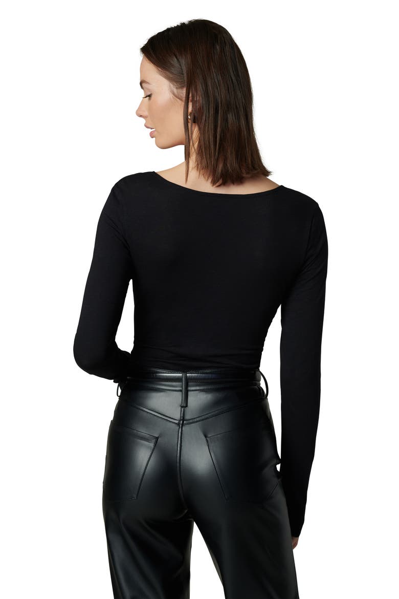 Ava Twist V-Neck Long Sleeve Top, Alternate, color, BLACK