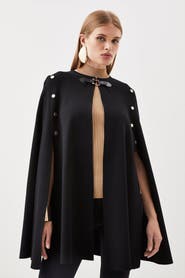 Karen Millen Popper Detail Knit Cape Coat