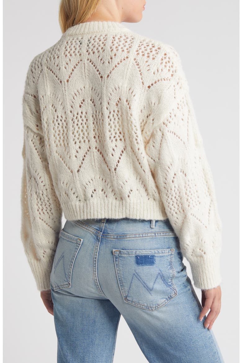 Pointelle Crewneck Sweater, Alternate, color, IVORY
