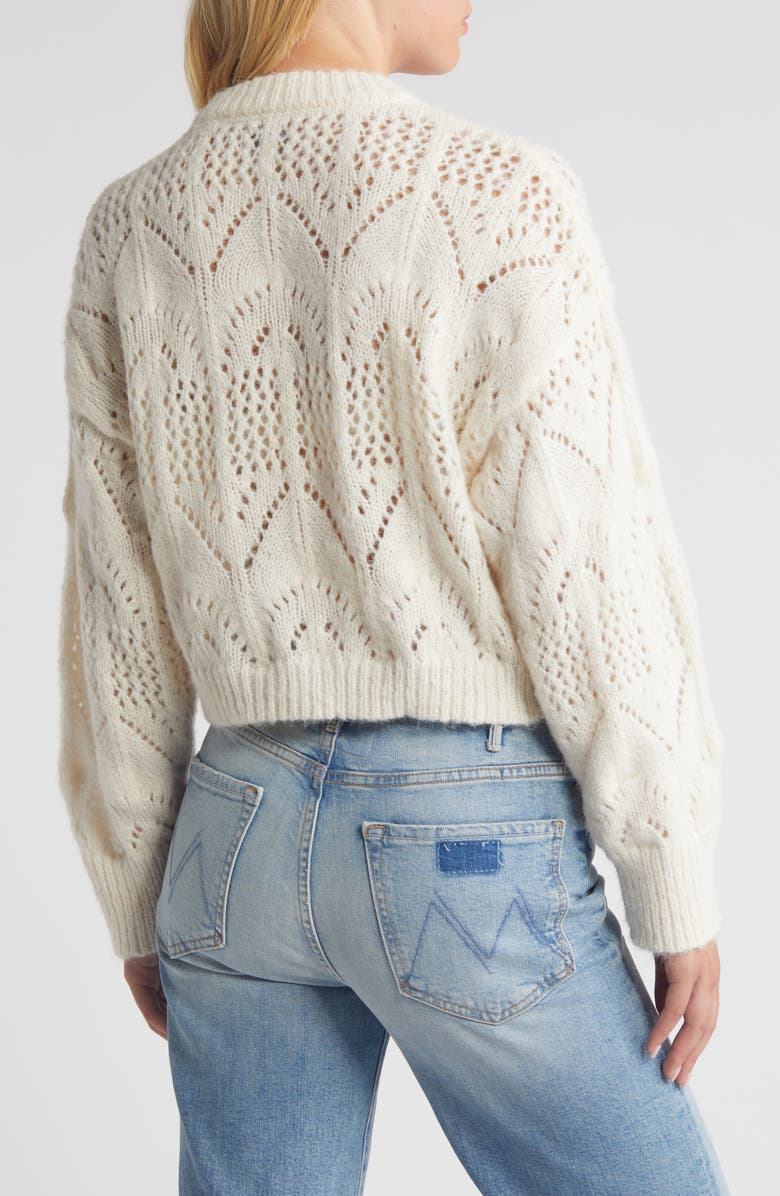 Topshop Pointelle Crewneck Sweater, Alternate, color, Ivory