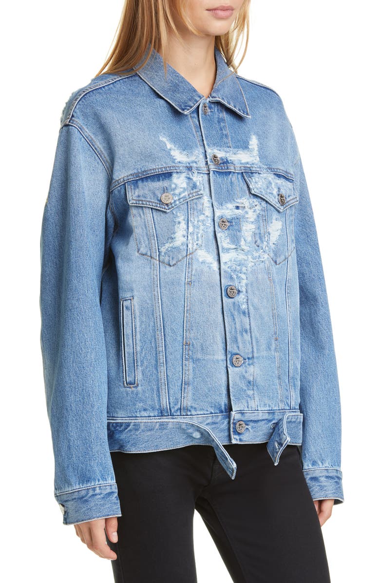 VETEMENTS Anarchy Ripped Denim Jacket, Alternate, color, 