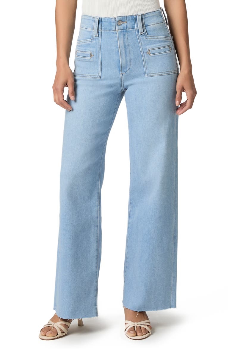 Anessa Raw Hem Welt Pocket High Waist Wide Leg Jeans, Main, color, UPSTREAM