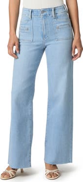 PAIGE Anessa Raw Hem Welt Pocket High Waist Wide Leg Jeans
