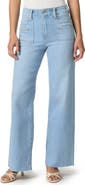 PAIGE Anessa Raw Hem Welt Pocket High Waist Wide Leg Jeans