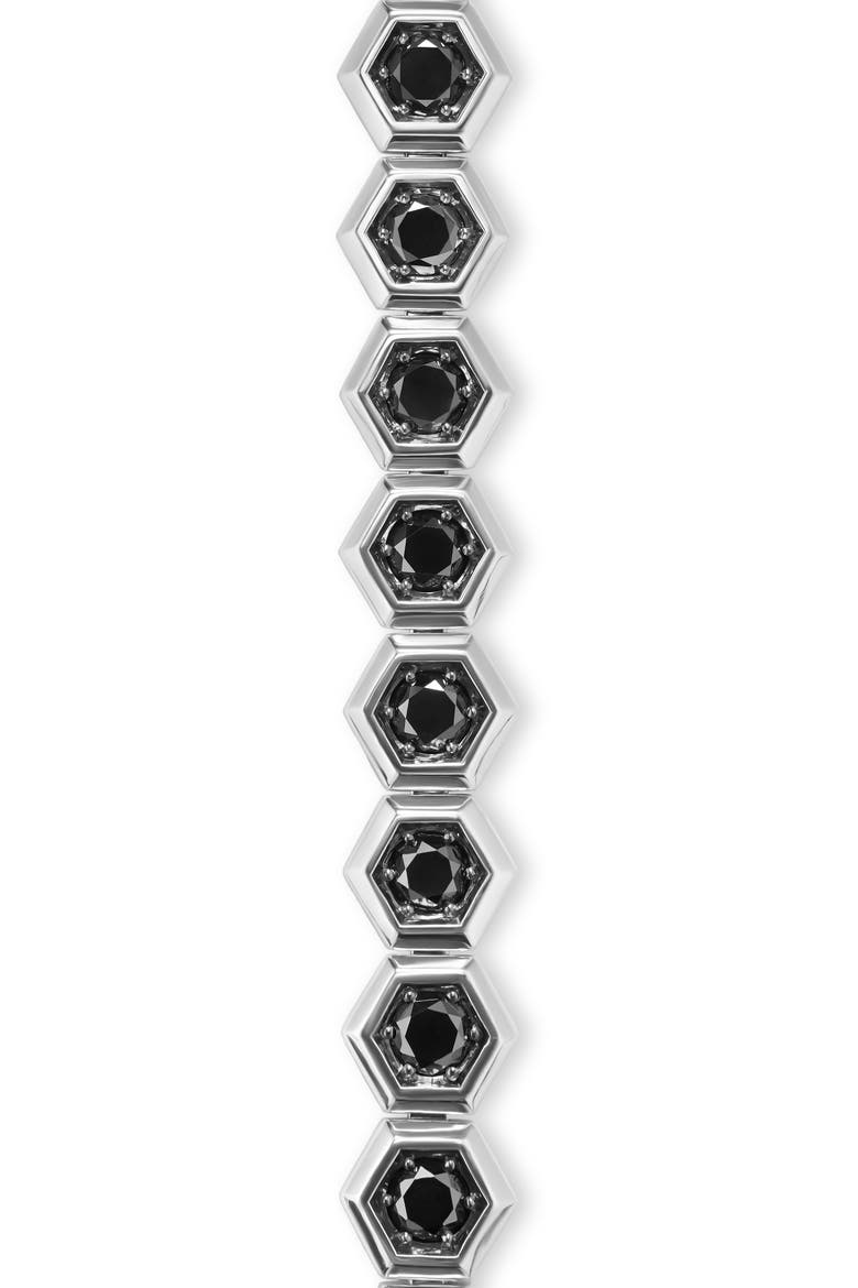 Men's Hex Pavé Tennis Bracelet in Black Titanium with Black Diamonds, Alternate, color, SILVER PAVE