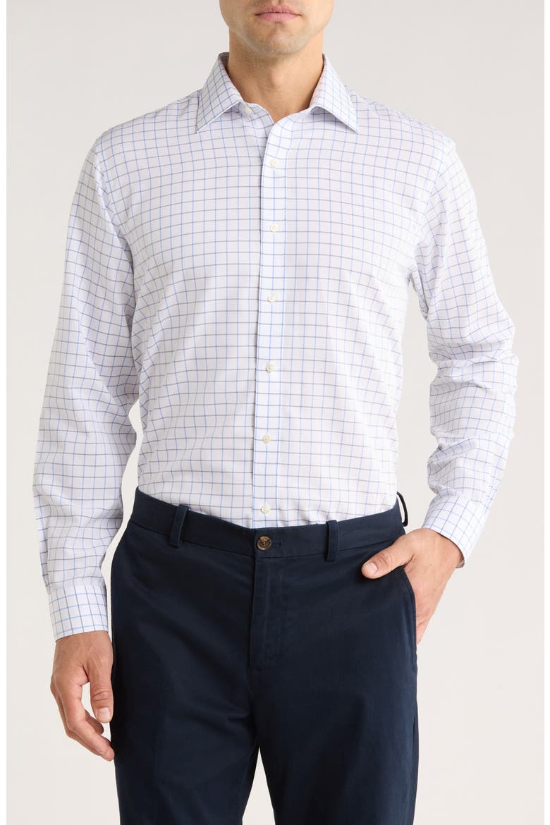 Regular Fit Grid Print Button-Up Shirt, Main, color, BLUE