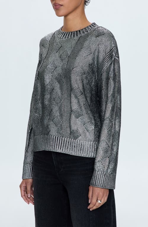 Pistola Everly Foil Accent Cotton Crewneck Sweater In Gilded Midnight