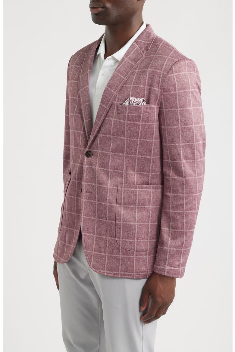 Game Day XC Flex® Pinnacle Red Windowpane Check Knit Sport Coat, Alternate, color, BURGUNDY PLAID