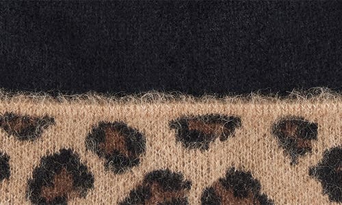 Bruno Magli Cashmere Leopard Pompom Beanie In Black