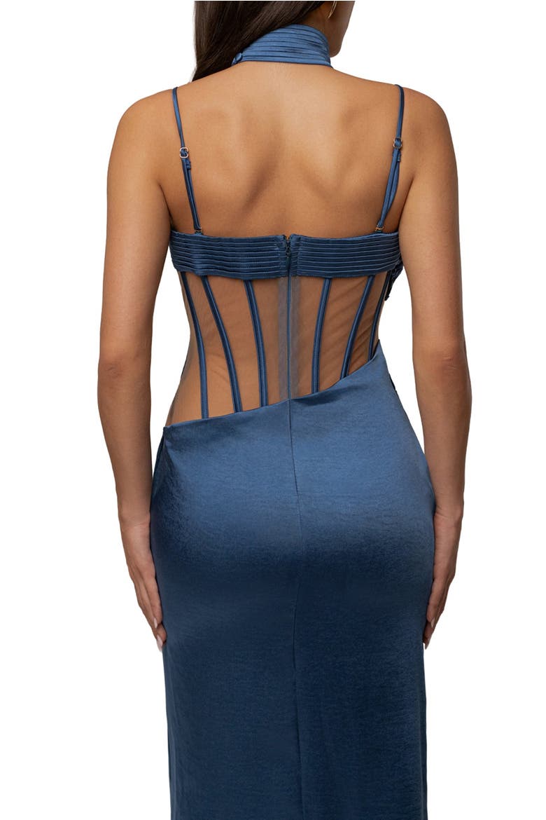 Golden Hour Corset Maxi Dress, Alternate, color, Blue