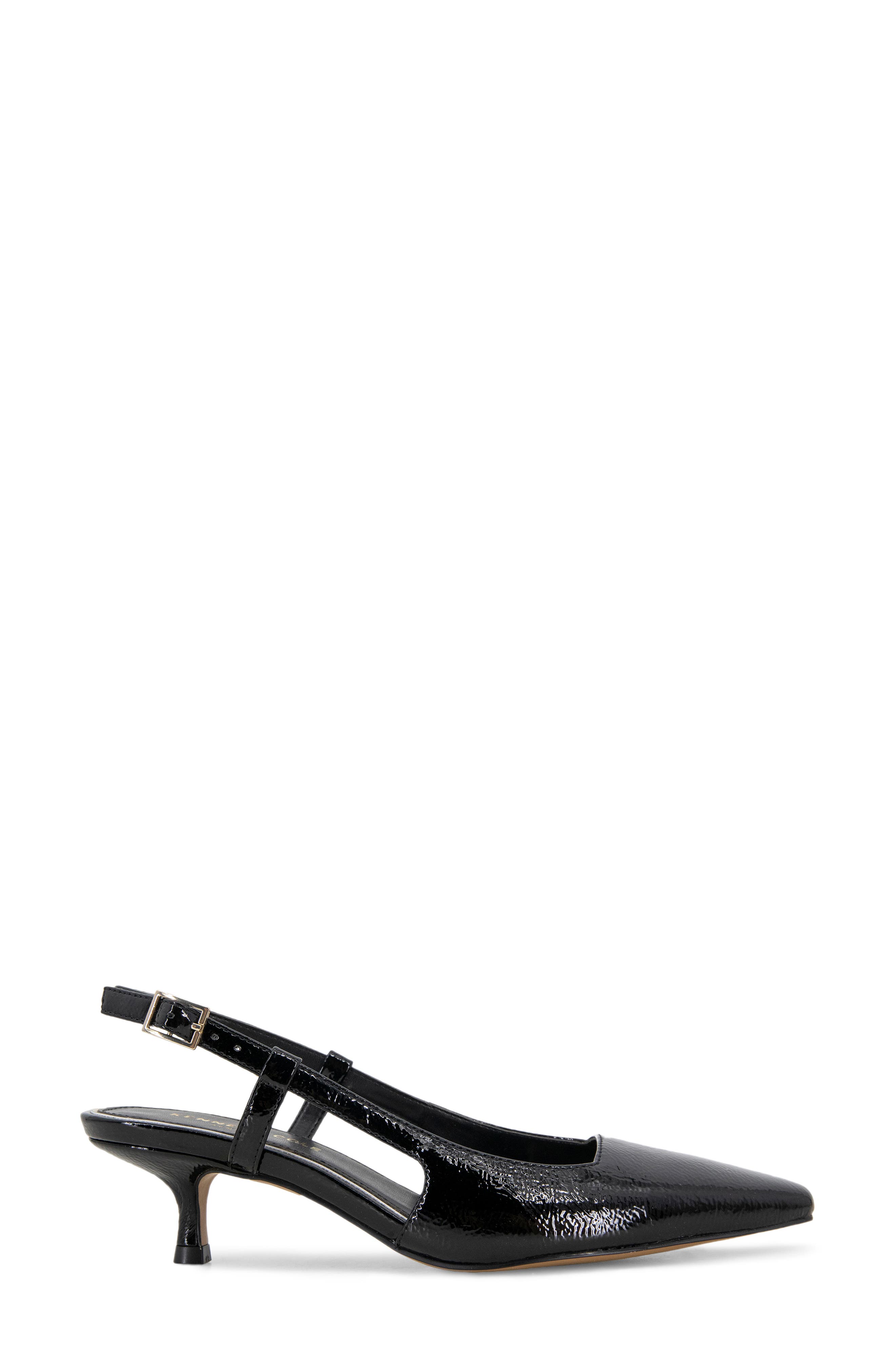 Kenneth Cole New York Martha Kitten Heel Slingback Pump, Alternate, color, Black Crinkle Patent