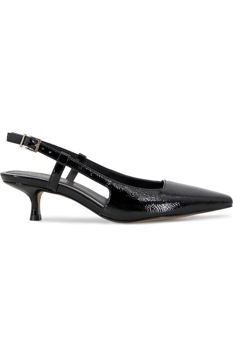 Kenneth Cole New York Martha Kitten Heel Slingback Pump, Alternate, color, Black Crinkle Patent
