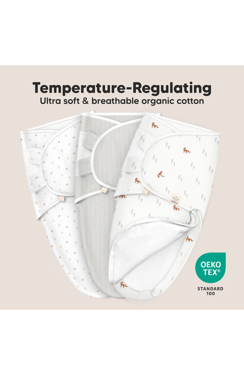 KeaBabies 3-Pack Soothe Zippy Swaddle Wrap, Alternate, color, Forest