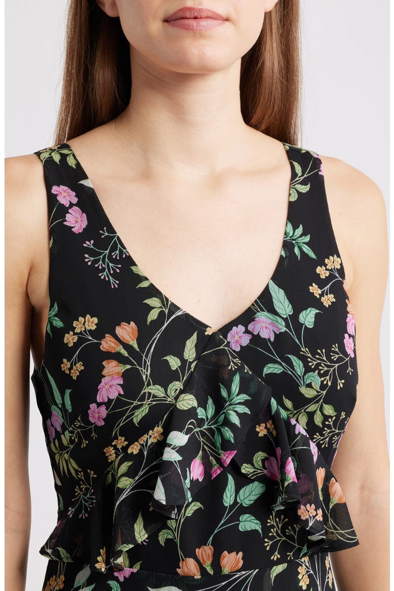 Ruffle Sleeveless Maxi Dress, Alternate, color, BLACK