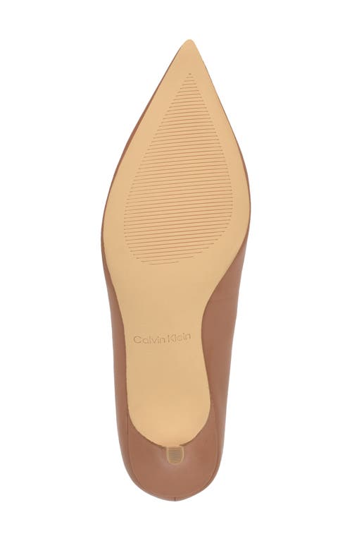 Calvin Klein Voneta Pointed Toe Kitten Heel Pump In Brown