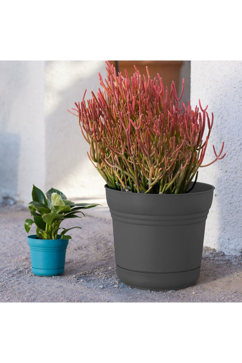 12 Inch Saturn Round Planter With Saucer Tray, Alternate, color, Gray
