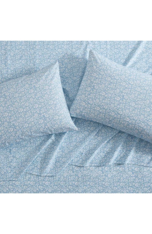 Laura Ashley 200 Thread Count Heirloom Ditzy Cotton Percale Sheet Set In Blue