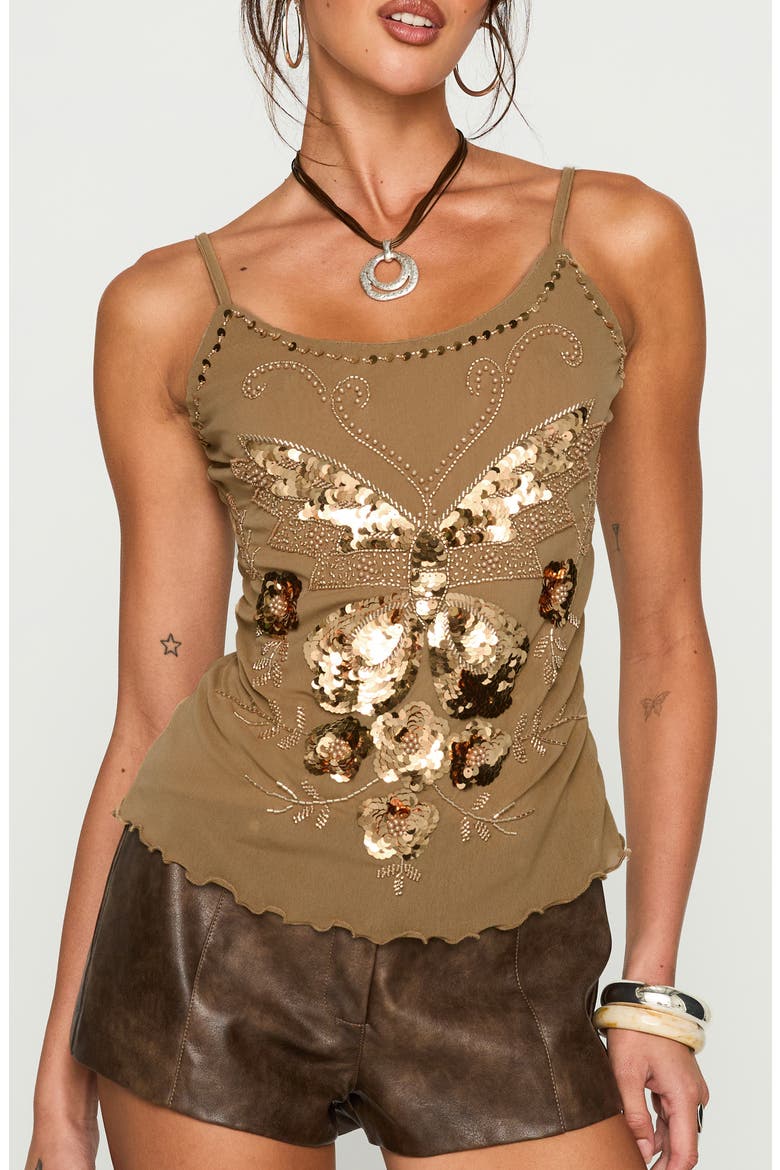 Start of Summer Sequin Camisole, Main, color, BROWN