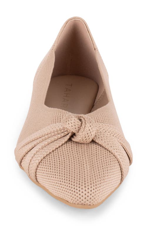 Tahari Catalina Pointed Toe Knit Flat In Nude