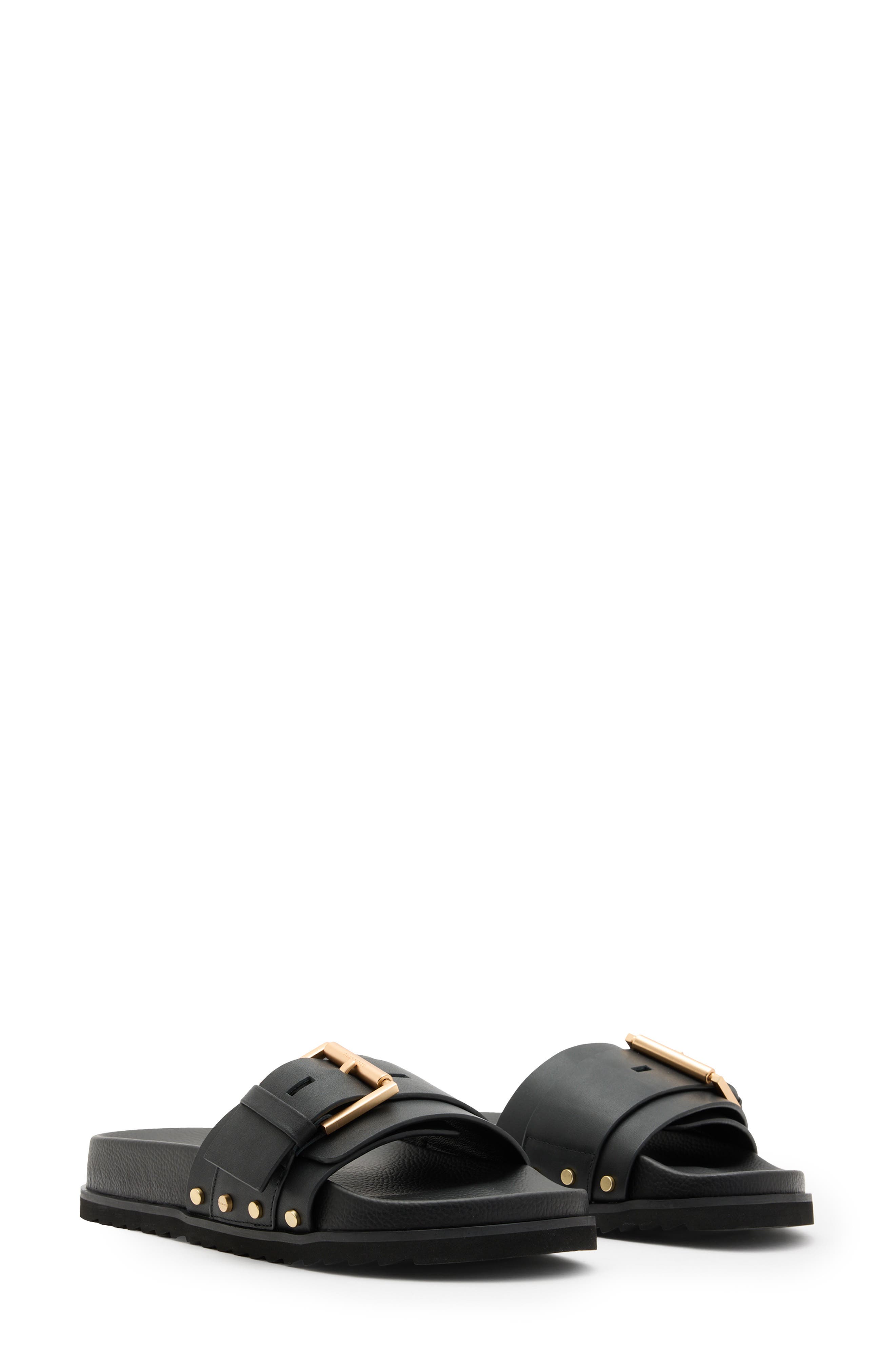 Ellie Stud Slide Sandal, Main, color, BLACK