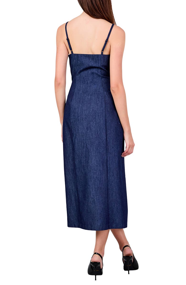 Endless Rose Front Button Denim Maxi Dress, Alternate, color, Navy Denim