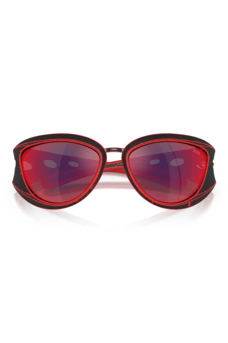 61mm Cat Eye Sunglasses, Main, color, BLACK BARRELLING RED