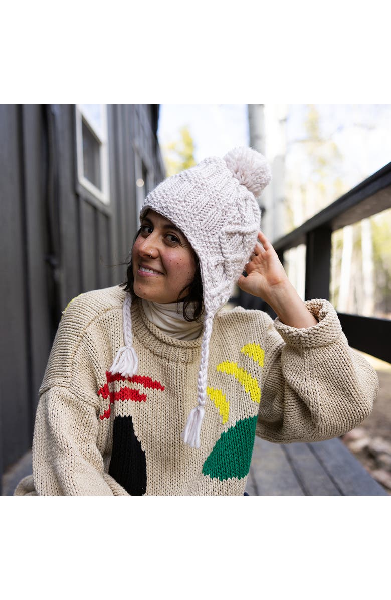 Turtle Fur Merino Wool Gianna Earflap Beanie, Alternate, color, Black