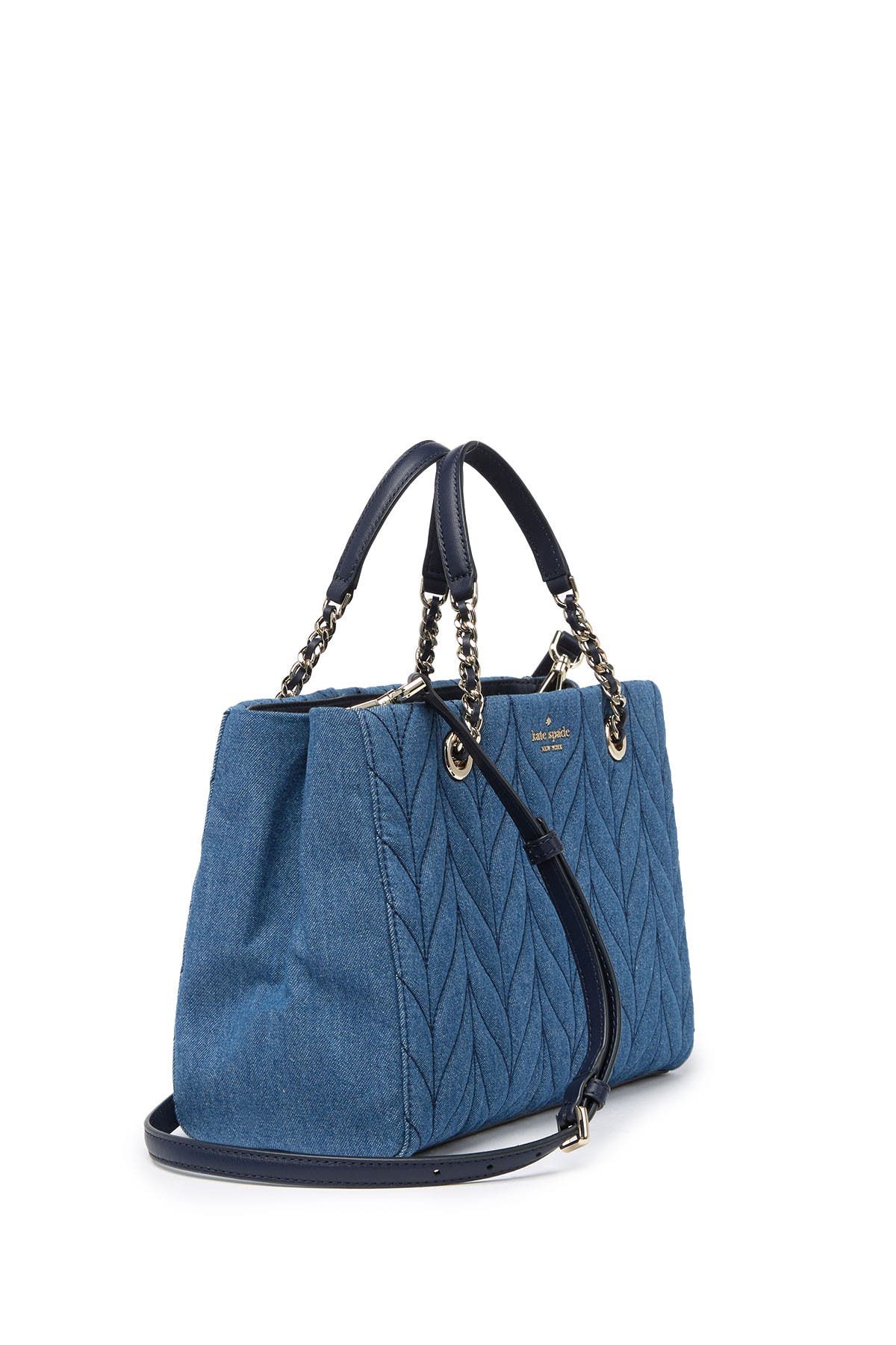 Kate Spade New York briar lane quilted denim meena satchel, Alternate, color, 