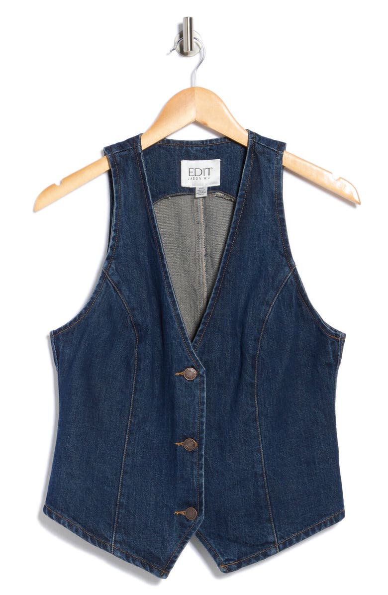 JASON WU Denim Vest, Alternate, color, Mid-Blue Denim