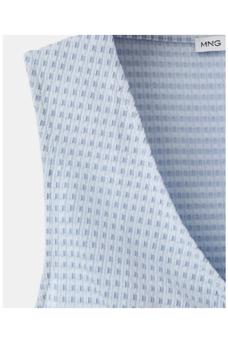 Micro Check Ruched Cotton Blend Top, Alternate, color, SKY BLUE