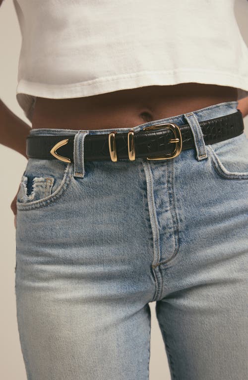 Favorite Daughter The Jordan Croc Embossed Leather Belt