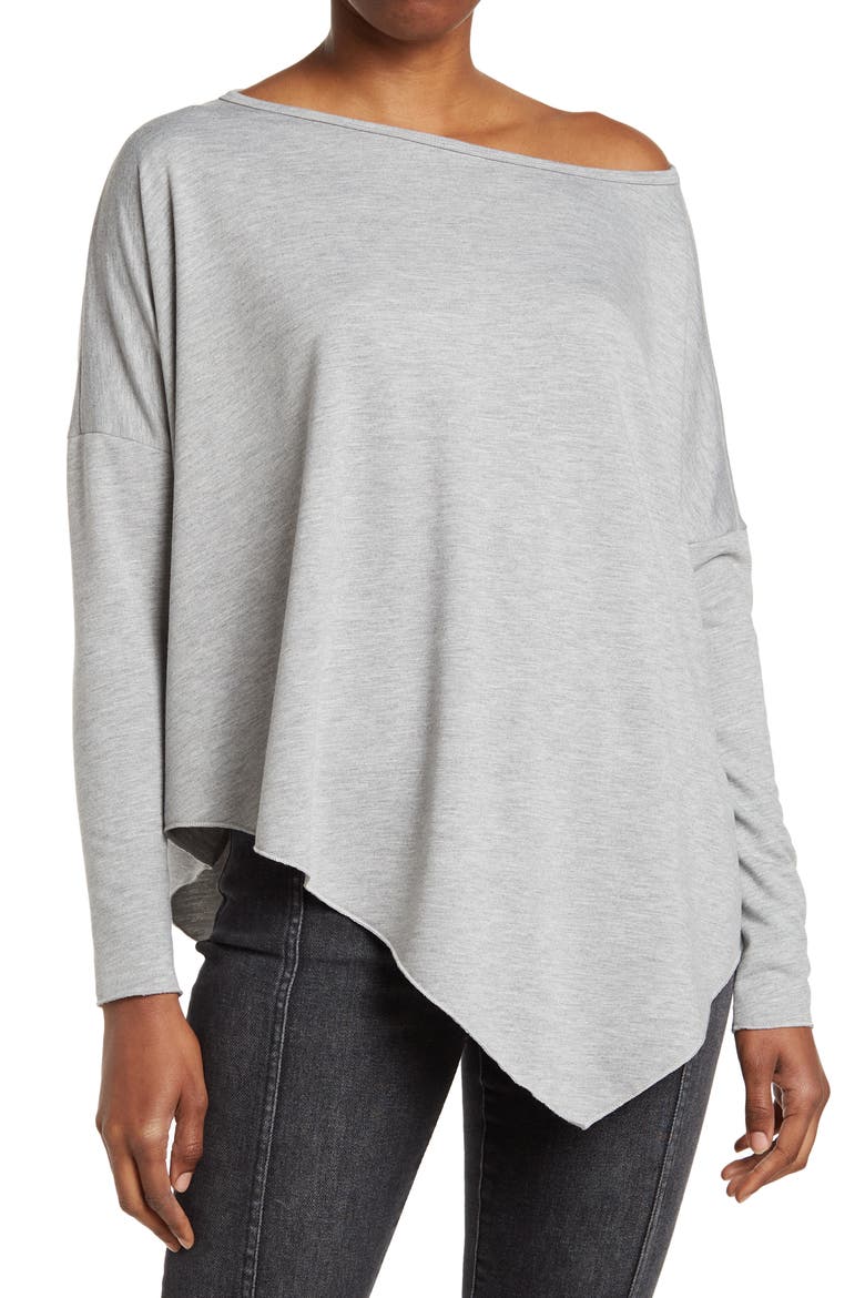 Assymetrical Hem Dolman Sleeve Sweater, Main, color, ULTIMATE GRAY